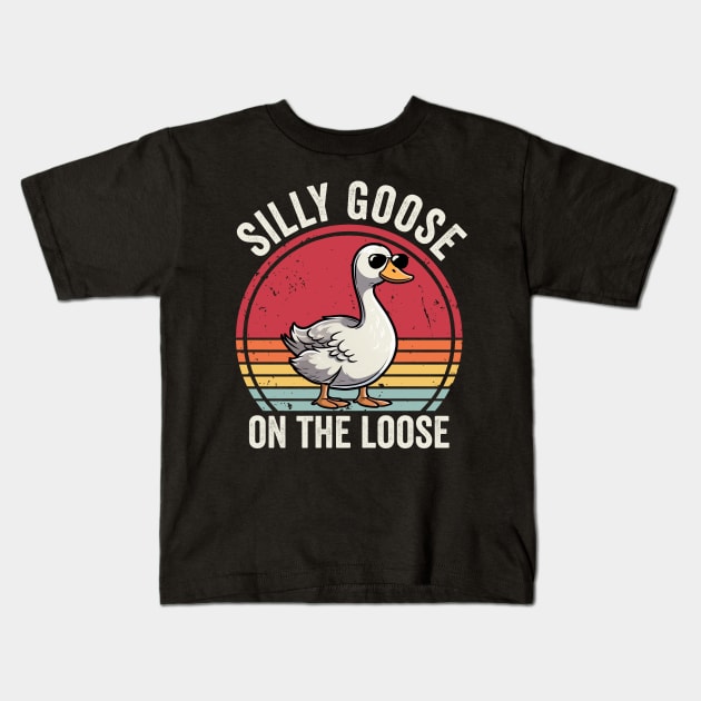 Silly Goose On The Loose Kids T-Shirt by Visual Vibes